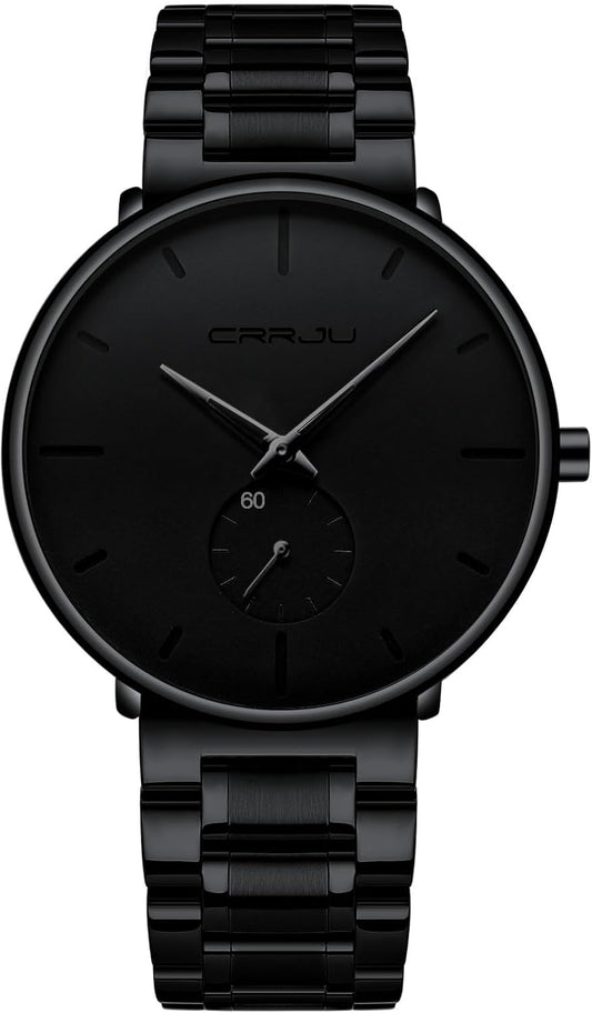 CRRJU All Black – Minimalist Stainless Steel Watch