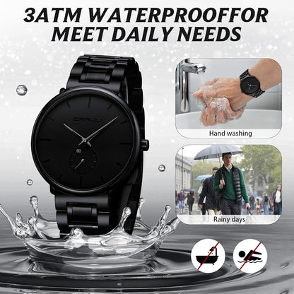 CRRJU All Black – Minimalist Stainless Steel Watch