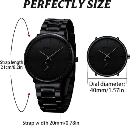 CRRJU All Black – Minimalist Stainless Steel Watch